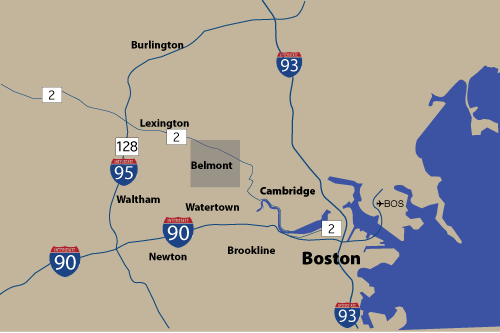 Regional Map with Belmont highlighted